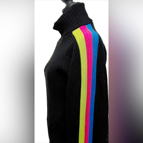 Future Collective Kahlana Barfield Brown Black Neon Stripes Turtleneck XXS - Picture 3 of 6